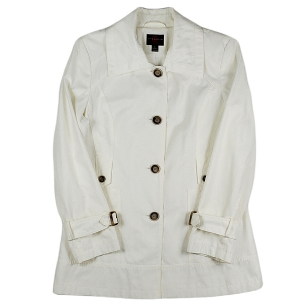 Gallery Cream Button-Front Trench Coat